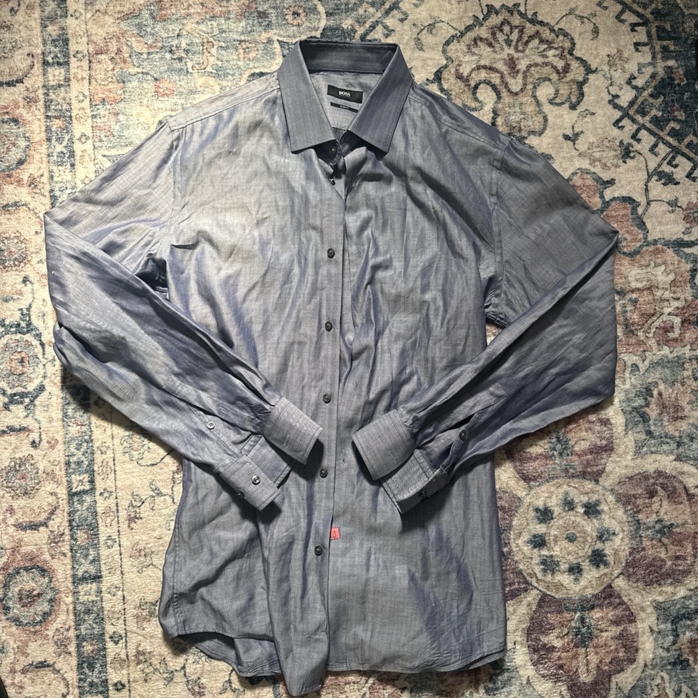 Hugo Boss Men's Dress Shirt in Heathered Blue